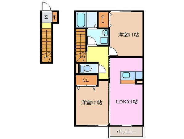 高茶屋駅 徒歩8分 2階の物件間取画像